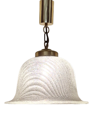 Vintage Ceiling Lamp with Frosted Glass Shade on Brass Mounting, 1970s