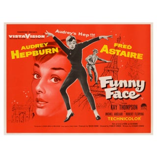 Audrey Hepburn "Funny Face" Original Vintage British Quad Movie Poster, 1957 For Sale