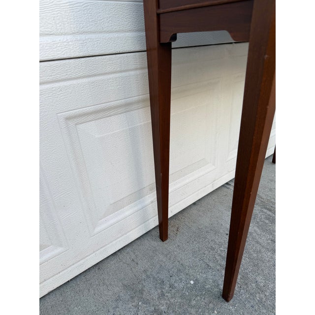 Wood Late 20th Century L. Hitchcock Federal Style Wood Console Table With Brass Gallery and Single Drawer For Sale - Image 7 of 12