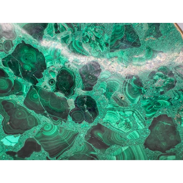 Organic Modern Green Malachite and Brass Bowl/ Vide Roche For Sale - Image 10 of 10