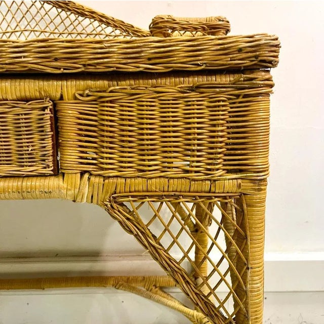 Vintage Wicker and Rattan Desk For Sale - Image 4 of 13