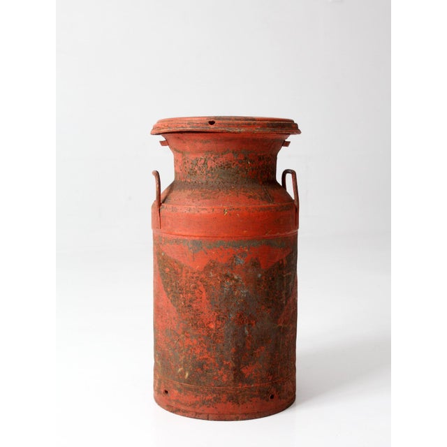 Vintage Farmhouse Red Milk Can For Sale - Image 9 of 17