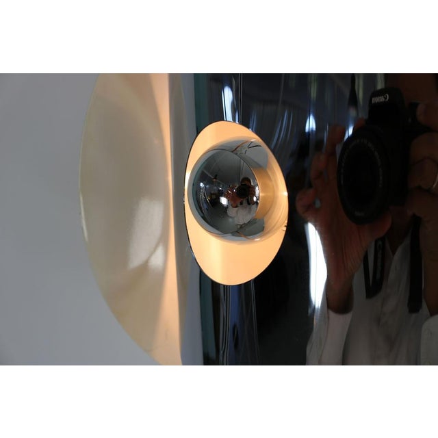 Italian Space Age Hanging Lamp with White Painted, Metal & Chrome Shields, 1970s For Sale - Image 16 of 18