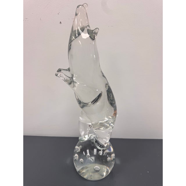 Mid-Century Modern Mid 20th Century Signed Zanetti Murano Glass Pig Sculpture on Bubble Ball Base For Sale - Image 3 of 7