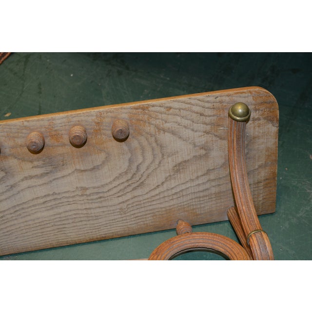 1960s Mid Century Wood Stick & Ball Shelf 24" Wall Mount Brass Finials / Round Beehive Balls For Sale - Image 12 of 18