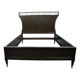 Caracole Classic Charcoal Anegre Transitional Contemporary Style Queen Size Bed 016-107 For Sale