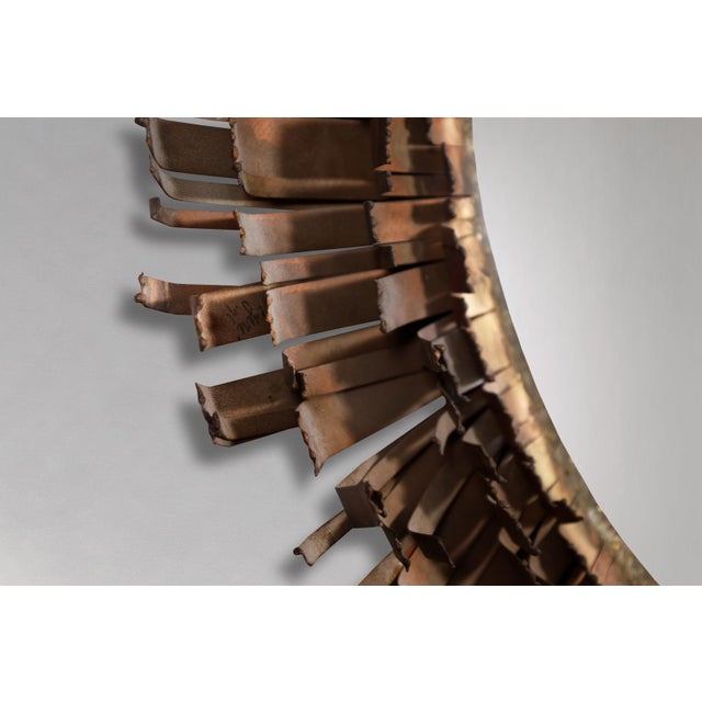 Mid-Century Modern Brutalist Eyelash Copper Mirror by Curtis Jere, Signe For Sale - Image 13 of 14