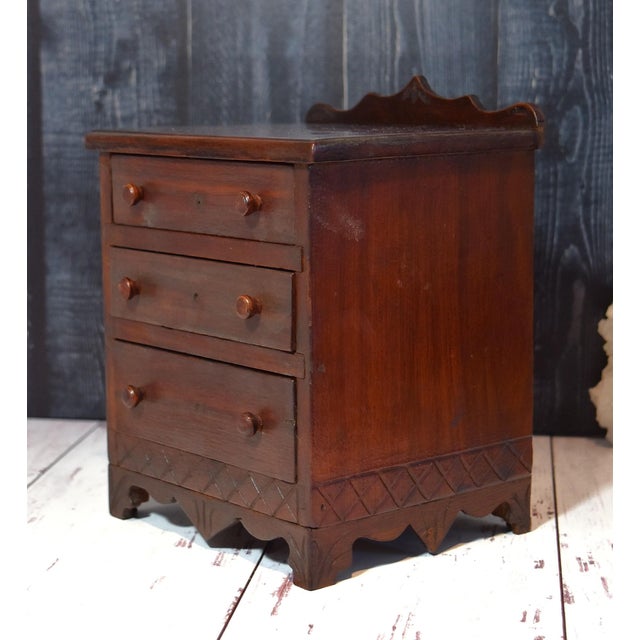 American Vintage Miniature East Lake Style Chest of Drawers Jewelry Dolls For Sale - Image 3 of 17