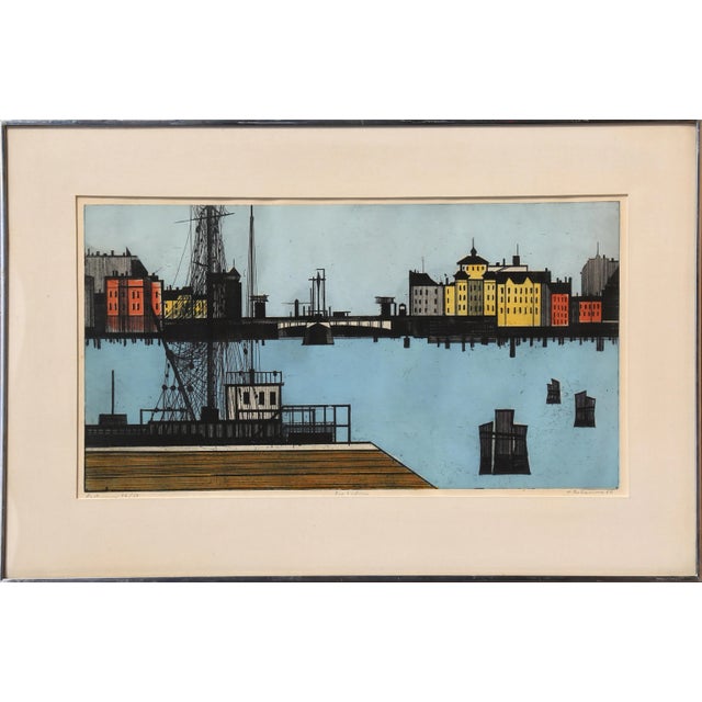 Hans Behrens, Freihafen, Framed Woodcut For Sale