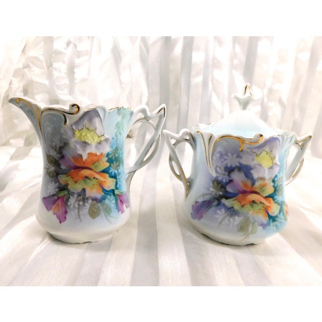 1920s Chocolate Pot Set With Sugar Bowl, Creamer and Matching Tray - Six Piece For Sale - Image 4 of 16