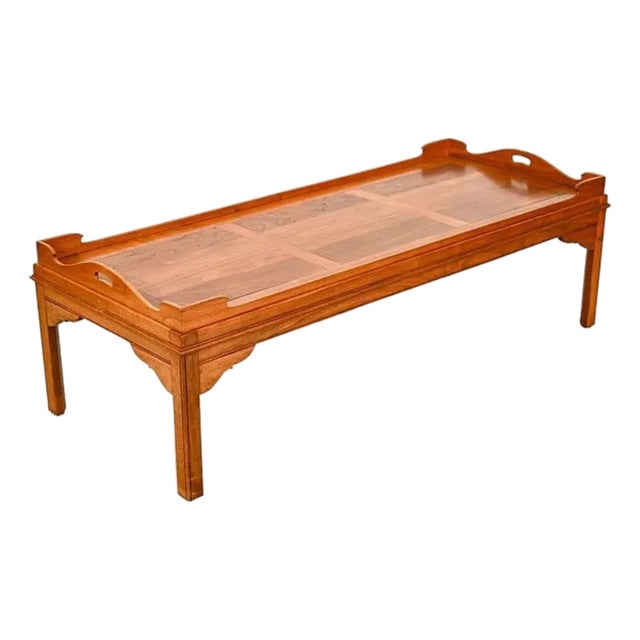 Chinoiserie Style Tray Top Carved Coffee Table For Sale