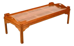 Chinoiserie Style Tray Top Carved Coffee Table