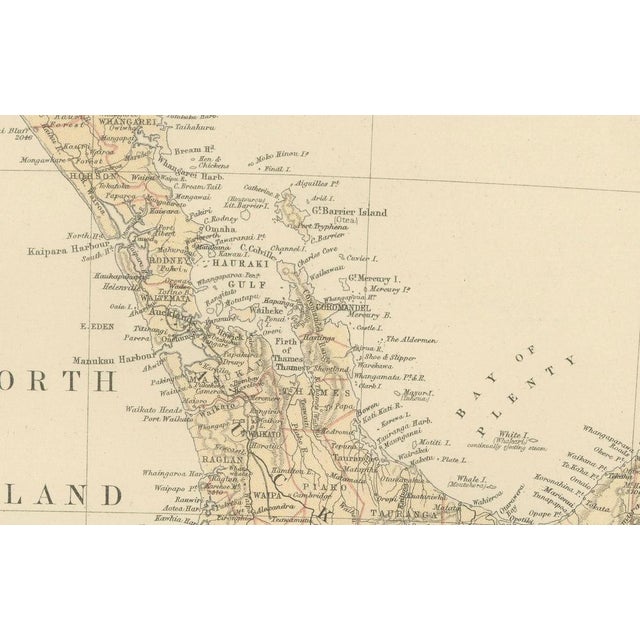 Antique Map of New Zealand with Inset of Auckland, 1882 For Sale - Image 6 of 8