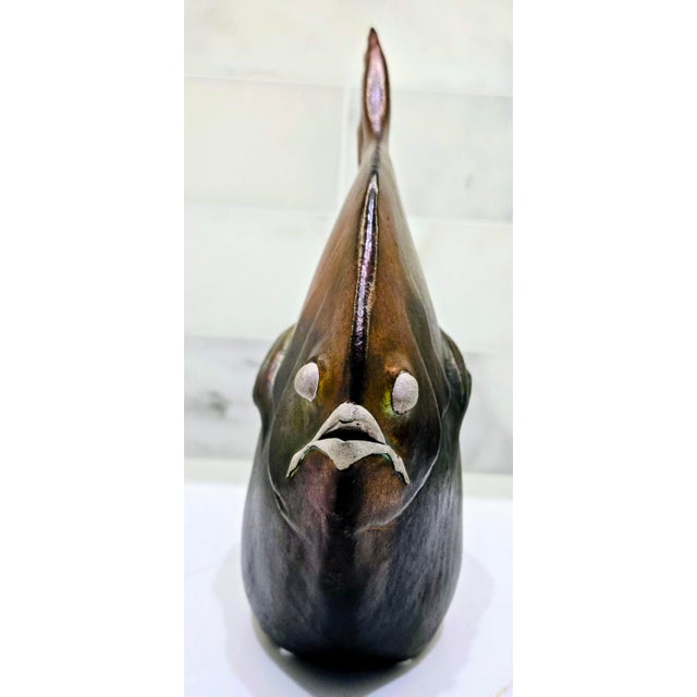 1960s Mid-Century Gialletti Gp Deruta Volcanic Luster Ceramic Fish Sculpture, Italy For Sale In Dallas - Image 6 of 13