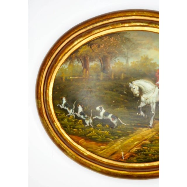 Mid 19th Century 19th Century Oil on Wood English Hunt Scene For Sale - Image 5 of 8