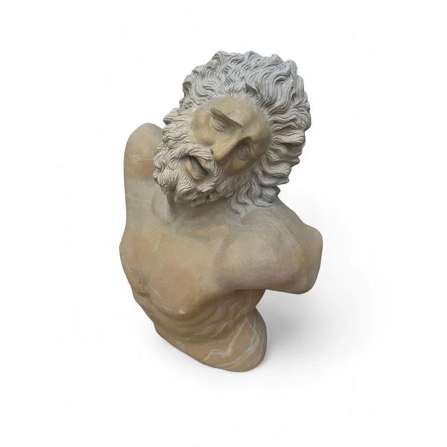 Stone Italian Artist, Large Hand-Carved Torso of a Faun, 1970, Stone For Sale - Image 7 of 10