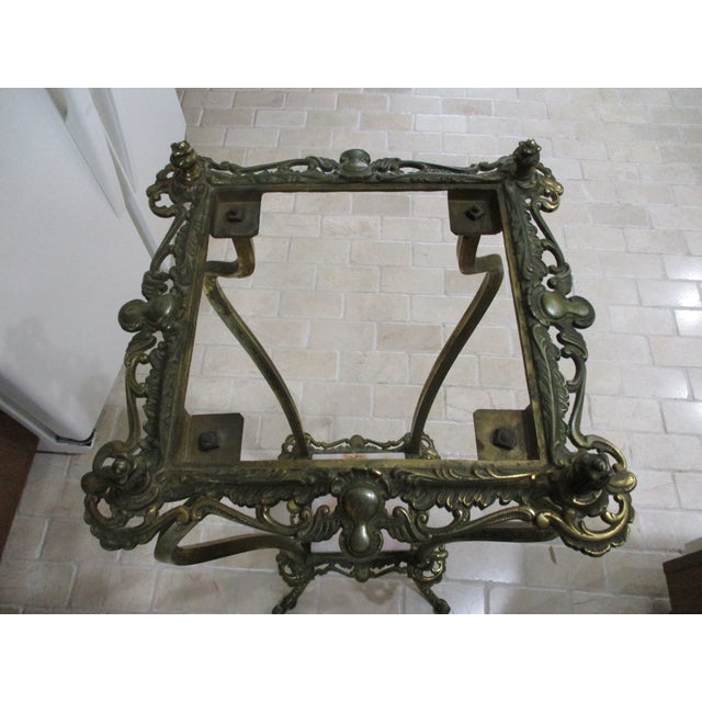 Antique Brass Marble Ornate Rococo Gueridon Candle / Plant Lamp Table Pedestal For Sale - Image 12 of 18