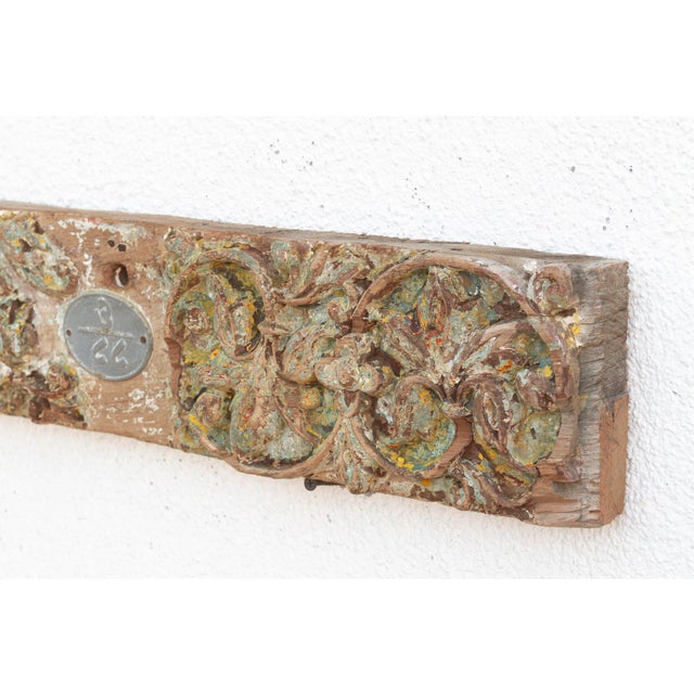 Antique Indo-French Painted Carved Lintel For Sale In Los Angeles - Image 6 of 9