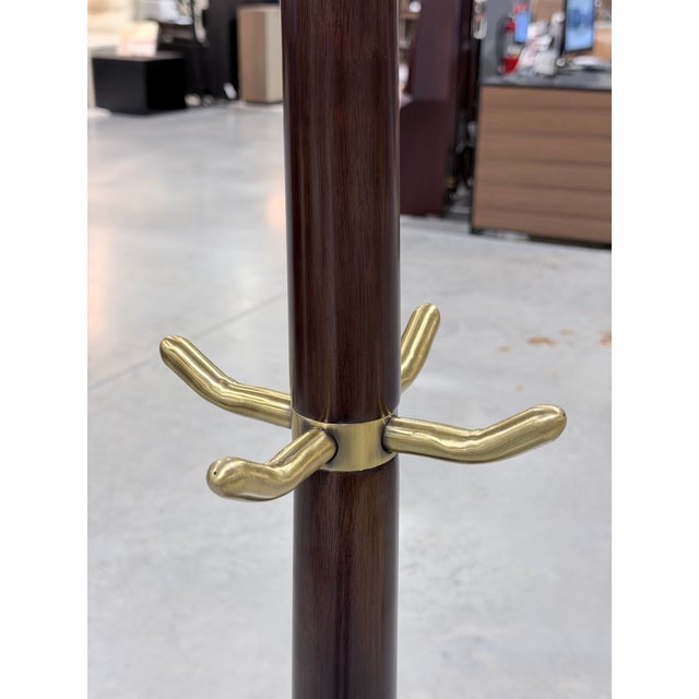 Italian Mid 20th Century Wood and Brass Coat Tree For Sale In New York - Image 6 of 6