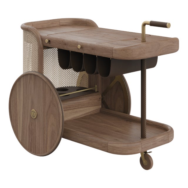 Brinsley Bar Cart by Wood Tailors Club For Sale