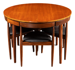 Vintage Hans Olsen "Roundette" Dining Suite With 7 Chairs by Frem Røjle