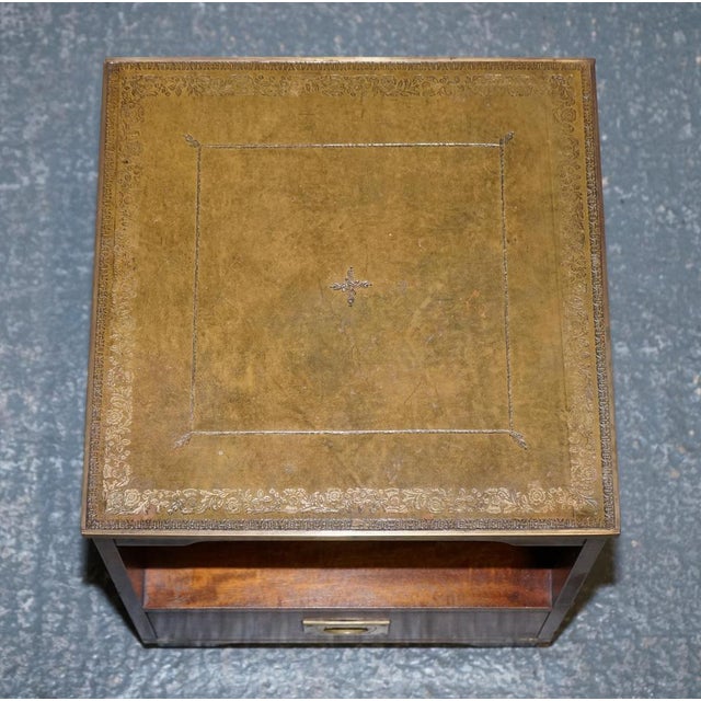 Vintage Bevan Funell Military Campaign Nightstand with Leather Top For Sale - Image 11 of 14