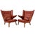 Hans J Wegner PP19 for PP Mobler Papa Bear Chairs, 1980’s. Original leather with teak legs and teak on arms. Measures 40”...