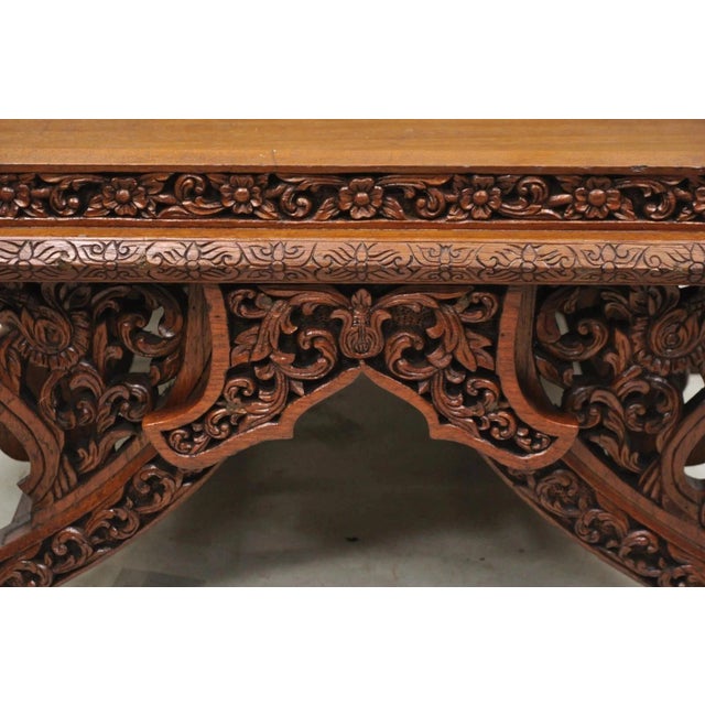 Vintage Chinoiserie Carved Teak Wood Howdah Elephant Saddle Accent Chair For Sale - Image 11 of 12