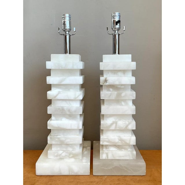 Vintage Stacked Stone Table Lamps - Pair For Sale In West Palm - Image 6 of 12