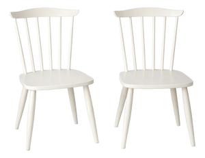 Farmhouse Stickback Chairs in Painted White, Set of 2