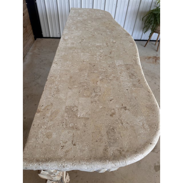 1980s Vintage Postmodern Sculptural Carved Ribbon Draped Reed Console Table For Sale - Image 5 of 12