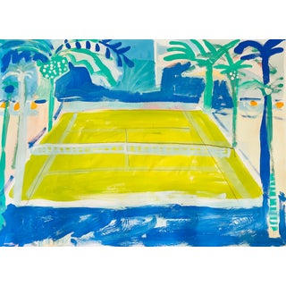 "Courtside Vibe" Contemporary Fauvist Style Sport Painting by Sally King Benedict For Sale