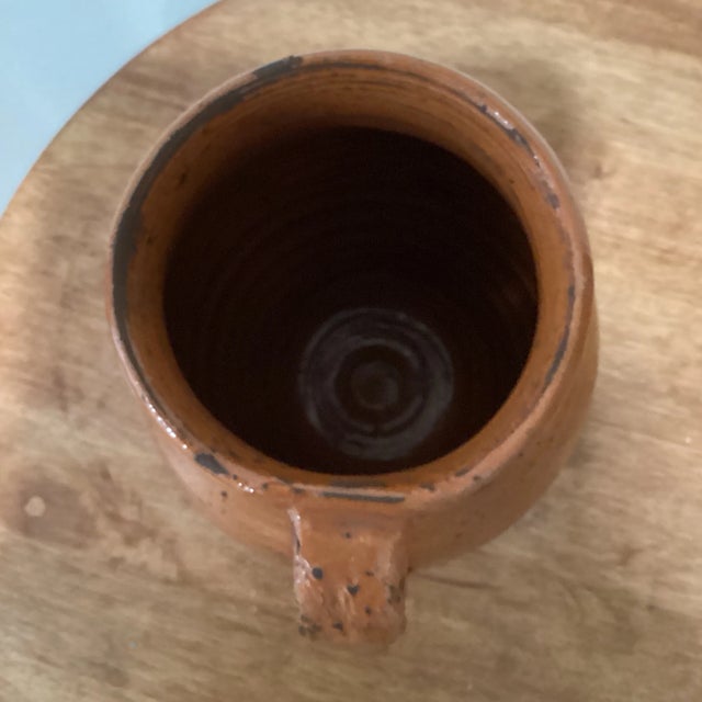 Late 19th Century Antique French Terracotta Glazed Floral Decor Pitcher 19th Century For Sale - Image 5 of 13