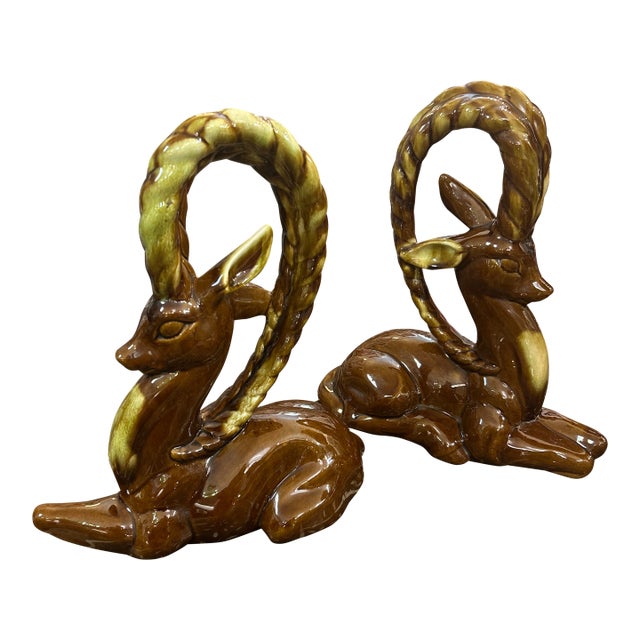 1950's Ceramic Decorative Gazelle's a Pair For Sale