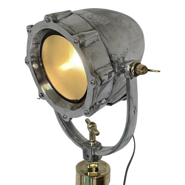 Antique Naval Searchlight with Brass Base For Sale - Image 6 of 9