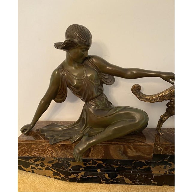 Art Deco Armand Godard 1920's French Art Deco "Huntress With Borzoi" For Sale - Image 3 of 6