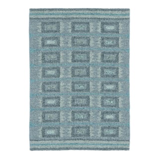Rug & Kilim’s Scandinavian-Inspired Rug in Gray and Blue Geometric Patterns For Sale