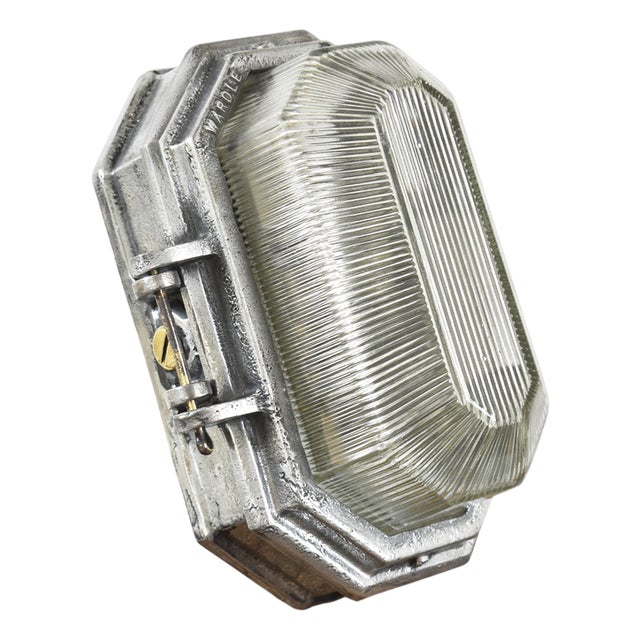 Industrial Wardle Prismalux Bulkhead Wall Light, 1950s For Sale