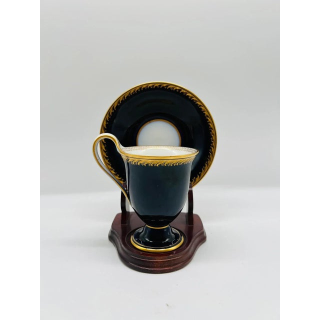 Art Nouveau 19th Century, Kpm Berlin Porcelain Cobalt & Gilt Tea Cup & Saucer For Sale - Image 3 of 10