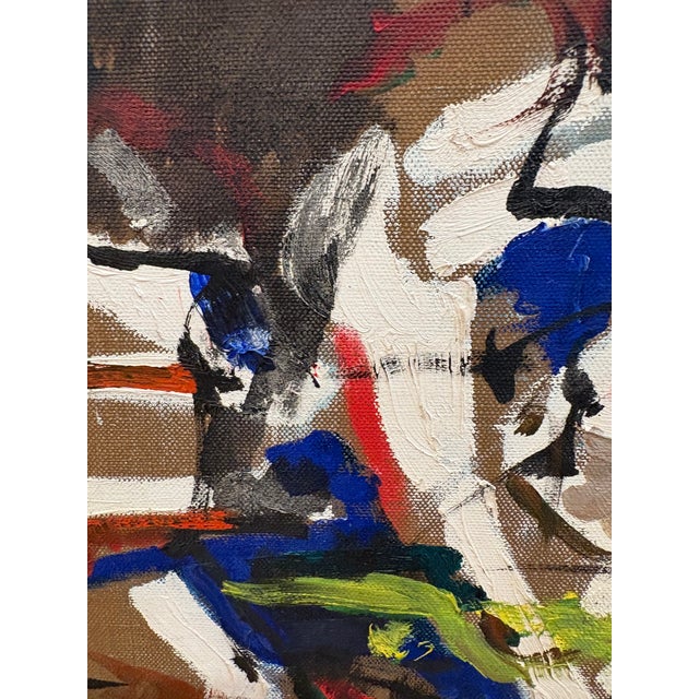 Vintage Abstract Expressionist MCM Oil Painting on Canvas, Framed, Robert Ludwig, 1954 For Sale In New York - Image 6 of 10