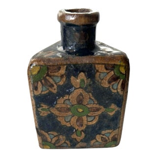 Antique Persian Qajar Stone Paste Pottery Bottle Vase For Sale