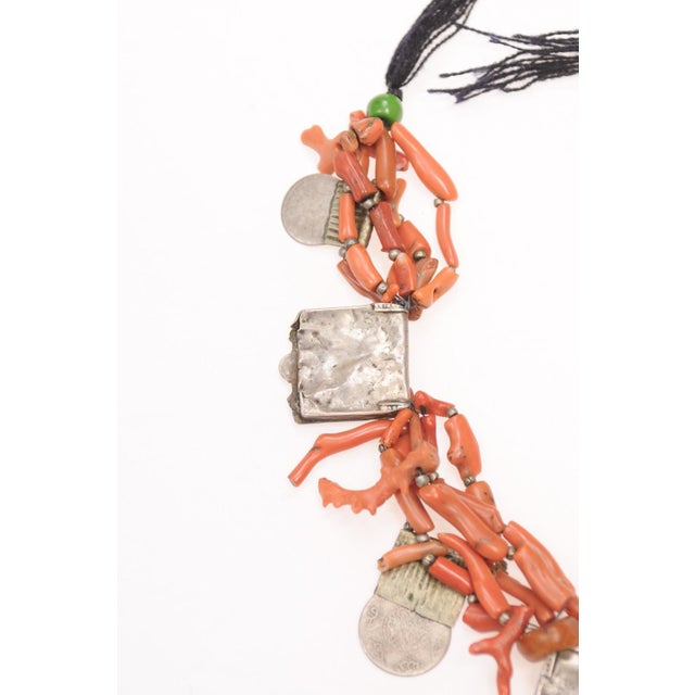Moroccan Antique Coral & Metal Charm Necklace For Sale - Image 11 of 13