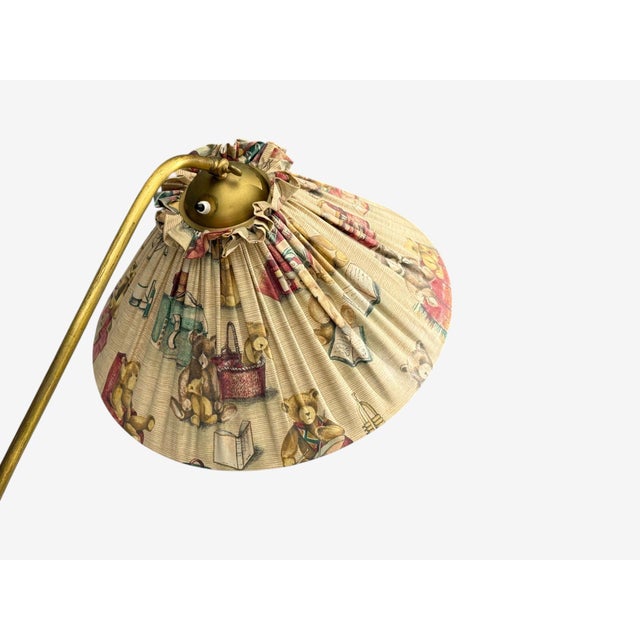 1940s Swedish Modern, Floor Lamp, Elm, Brass, Cord, Beige Fabric For Sale In New York - Image 6 of 12