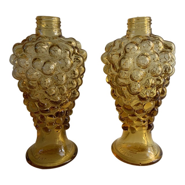 Mid-Century Italian Grape Glass Bottles - a Pair For Sale