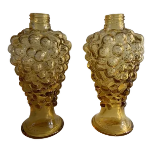 Mid-Century Italian Grape Glass Bottles - a Pair