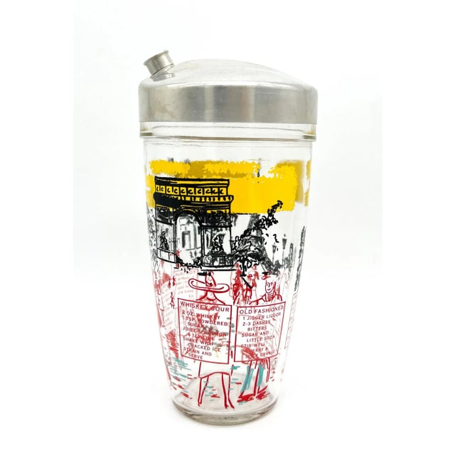 Mid 20th Century Vintage French Style Paris Cocktail Shaker – Eiffel Tower Scene With Recipe Graphics For Sale - Image 5 of 14