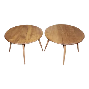 1950s Ercol Mid Century Pair of Model 308 Drop Leaf Coffee Tables - a Pair