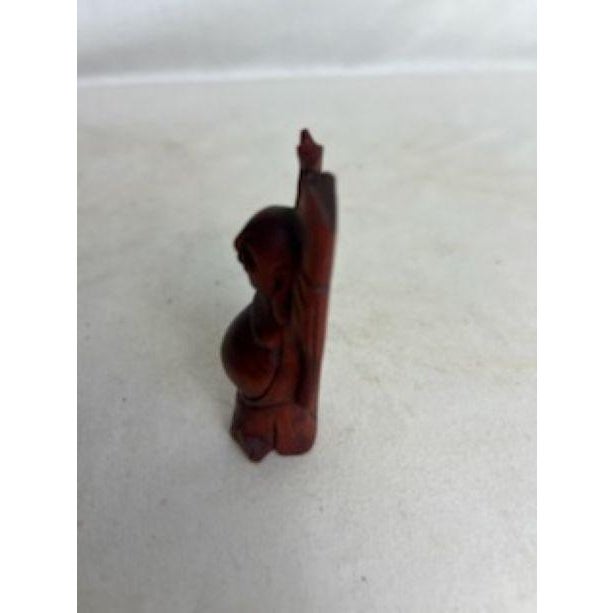 Asian 1960s Small Carved Wooden Happy Buddha For Sale - Image 3 of 9