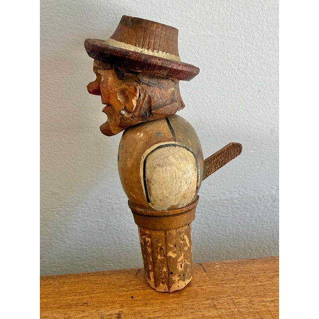 Early 20th Century 1920s Vintage Hand Carved Hand Painted Cork Screw For Sale - Image 5 of 10