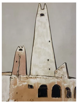Paul Elie Dubois, Musée de Ghardaïa: L'ancien minaret, 20th Century, Woodcut on Parchment